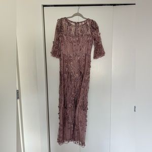 Adrianna Papell - Pink Sequin Floral Appliqué Dress - Size 6/S